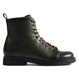 Cizme de dama cu siret Vinceza verde inchis