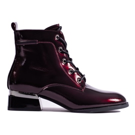 Botine cu siret Vinceza burgundy roșu
