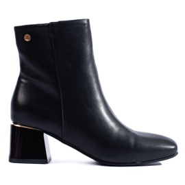 Botine Shelovet negre clasice elegante cu toc înalt negru Botine Shelovet negre clasice elegante cu toc înalt negru