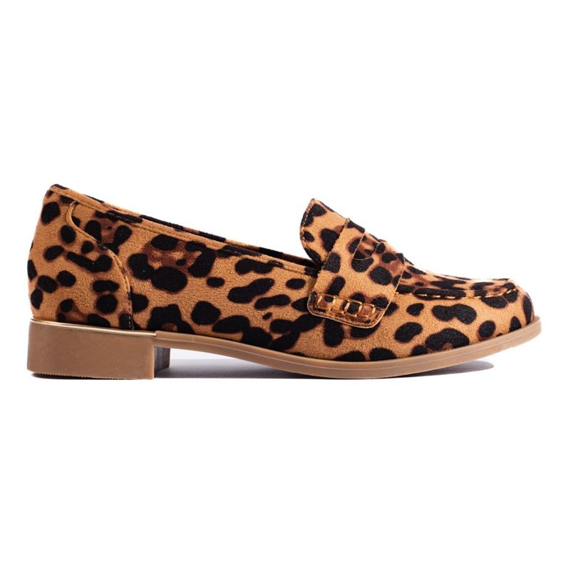 Mocasini de dama din piele intoarsa leopard Shelovet bej