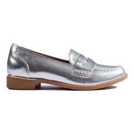 Mocasini de damă argintii din piele ecologică de la Shelovet Mocasini de damă argintii din piele ecologică de la Shelovet