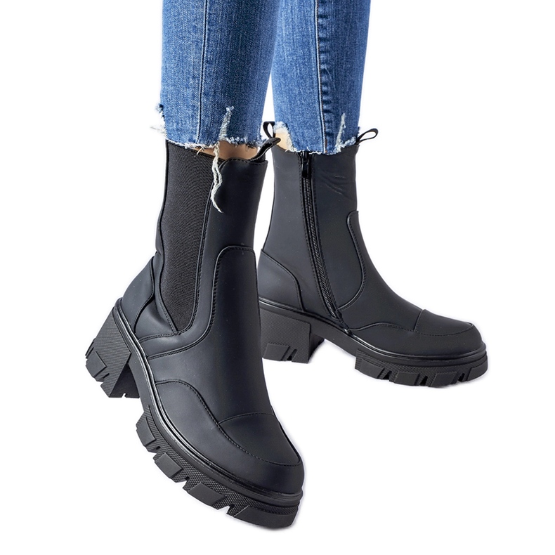 Botine negre cu talpă Mafalda masivă negru