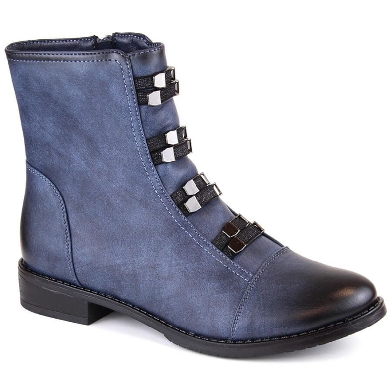 Botine izolate cu toc plat Jezzi W JEZ260C, albastre albastru
