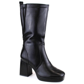 Botine izolate Jezzi W JEZ416A cu bandă elastică, negre negru