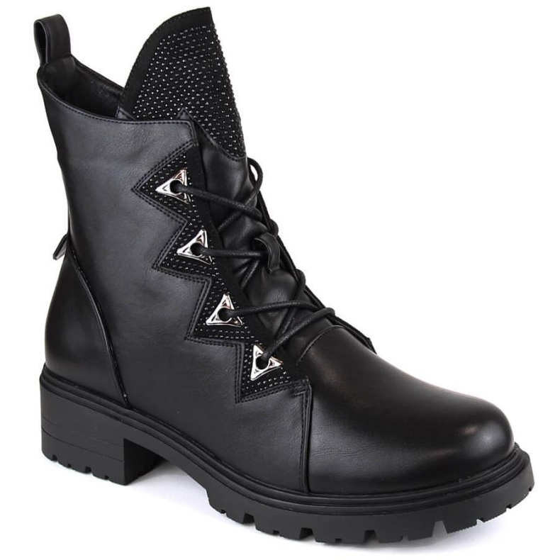 Botine S.Barski W OLI240 negre izolate cu strasuri negru