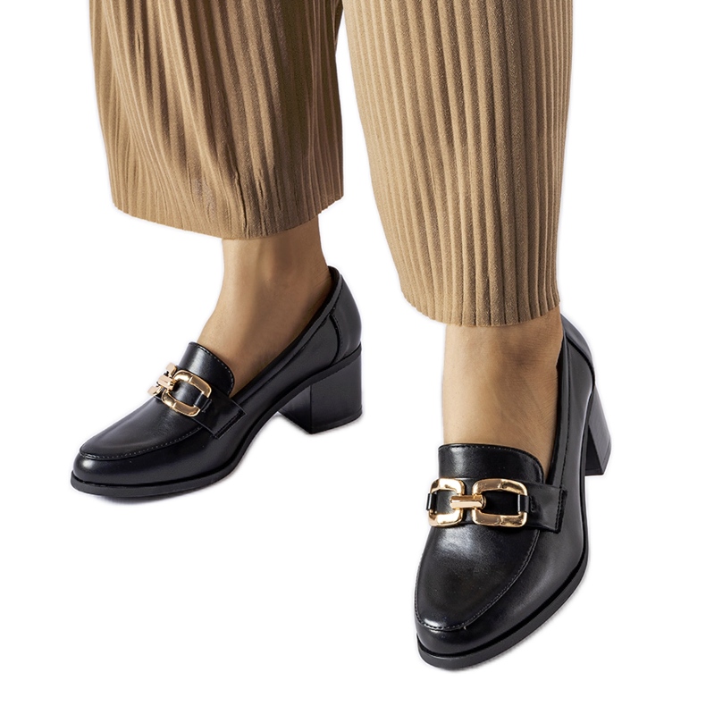 Mocasini negri clasici cu cataramă Artus negru