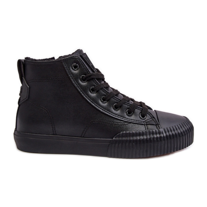 Pantofi de damă izolați cu fermoar Black Big Star MM274020 negru