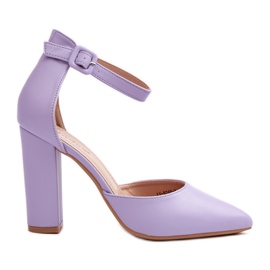 Pompe din piele cu toc înalt, Salira violet
