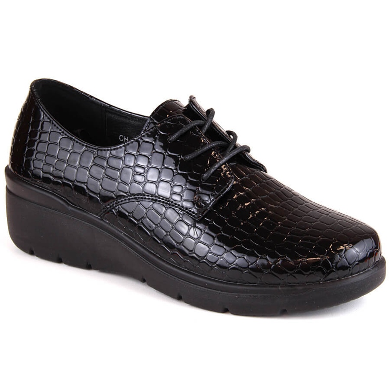 Pantofi oxford Croco pentru damă, patentați, cu pană T.Sokolski 328 negru Pantofi oxford Croco pentru damă, patentați, cu pană T.Sokolski 328 negru