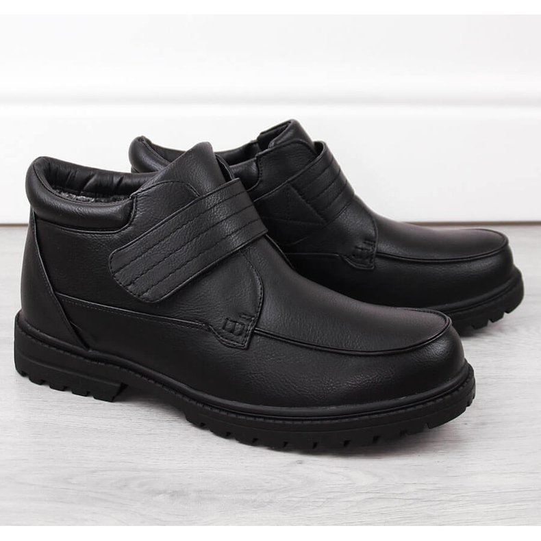 Atletico Cizme izolate cu velcro pentru bărbați, negre Man's Style WS-004 negru