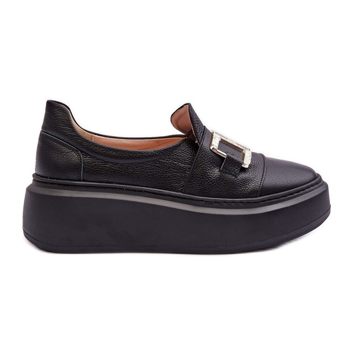 Lewski Shoes Pantofi de piele de damă pe platformă Negru Lewski 3398/2