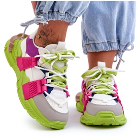 Seastar Pantofi sport cu șireturi la modă pentru femei, verde-roz multicolor Seastar Pantofi sport cu șireturi la modă pentru femei, verde-roz multicolor