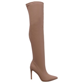 Cizme stiletto Dearica Khaki bej Cizme stiletto Dearica Khaki bej