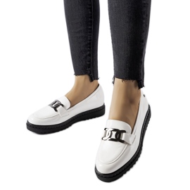 Inna Mocasini albi cu pană patentate de la Vinceza