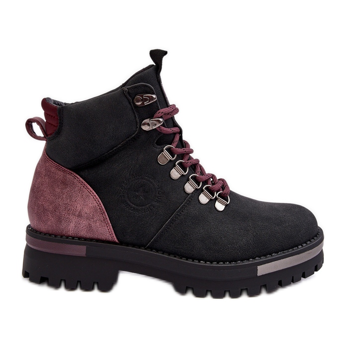 Cizme cu șireturi Black Big Star MM274318 negru Cizme cu șireturi Black Big Star MM274318 negru