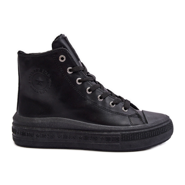 Pantofi de damă cu fermoar izolați Black Big Star MM274023 negru