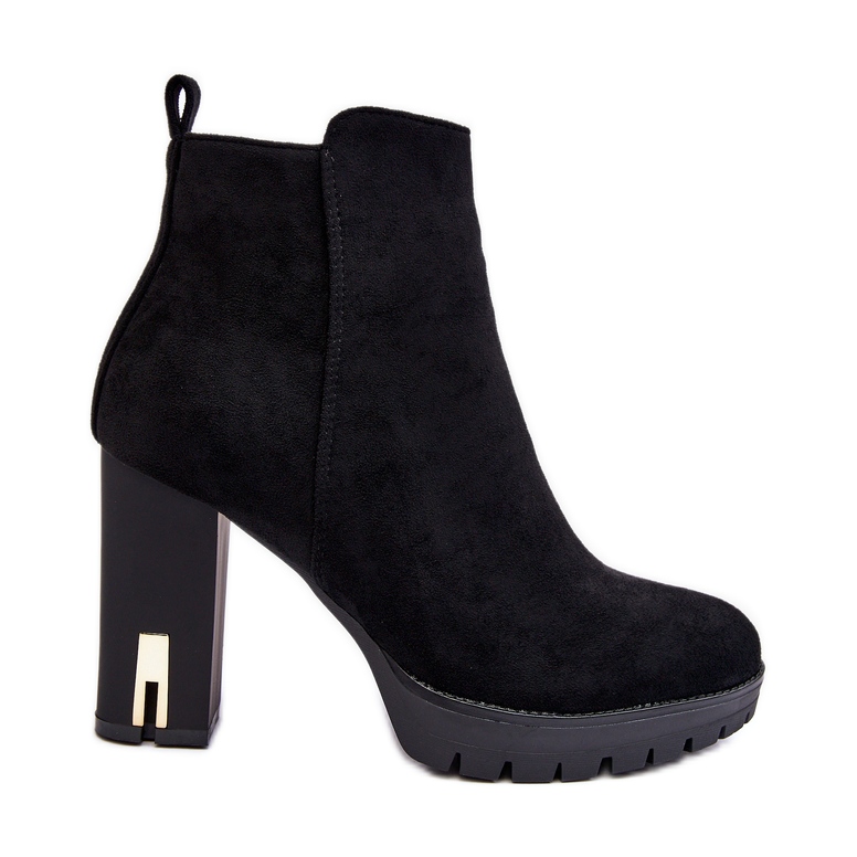 Botine clasice din piele intoarsa cu toc inalt Negru Amy Botine clasice din piele intoarsa cu toc inalt Negru Amy