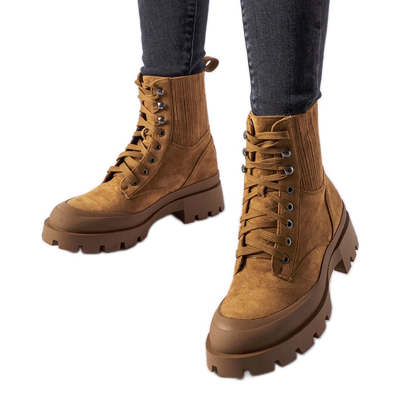 Cizme maro din piele intoarsa ecologica de la Orson