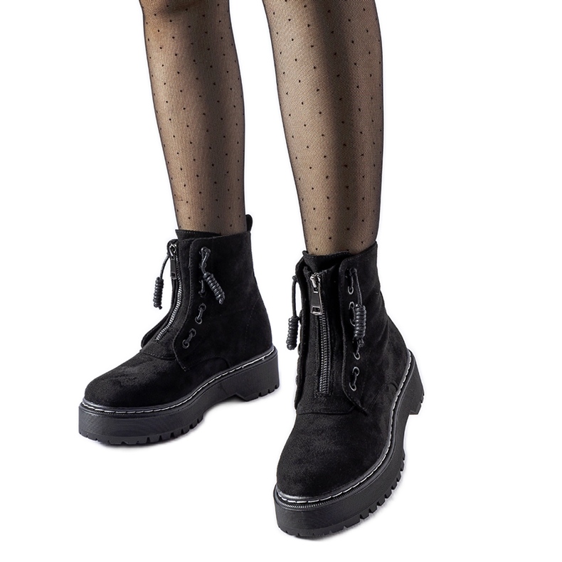 Botine negre Doganella cu fermoar negru Botine negre Doganella cu fermoar negru