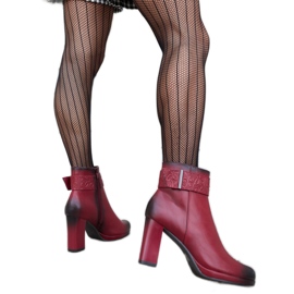 Botine roșii cu curea Creil decorativă roșu