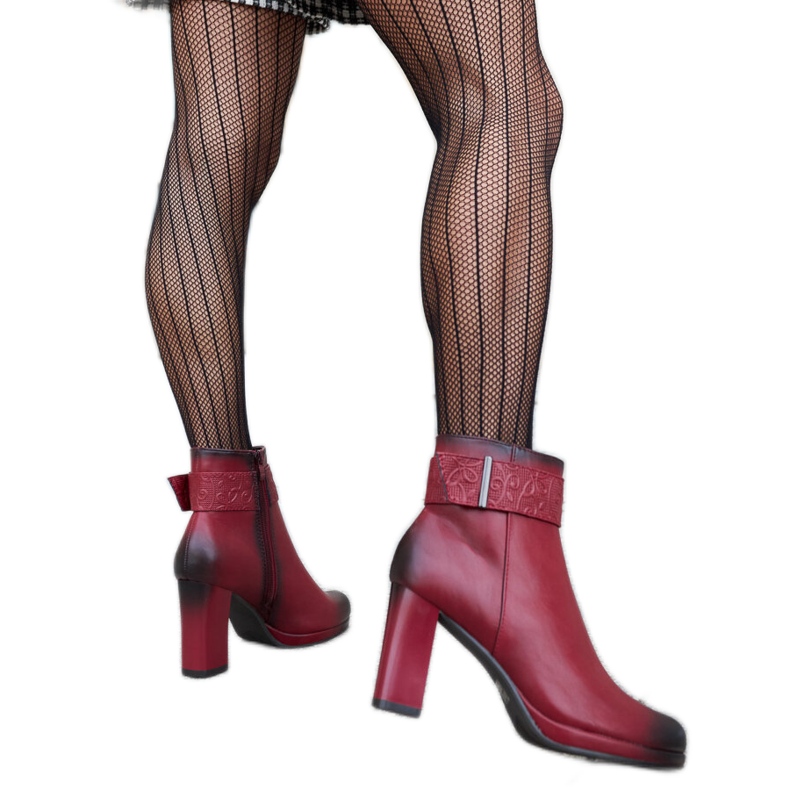 Botine roșii cu curea Creil decorativă roșu Botine roșii cu curea Creil decorativă roșu