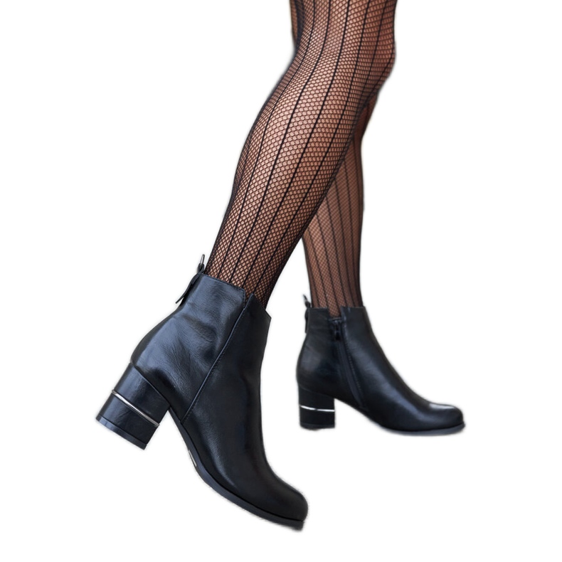 Botine negre cu toc decorativ Batista negru