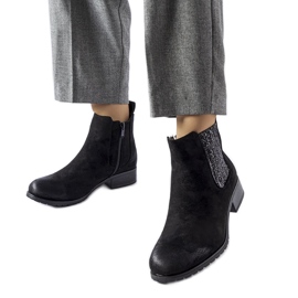 Botine plate negre cu inserție decorativă Arnoux negru Botine plate negre cu inserție decorativă Arnoux negru