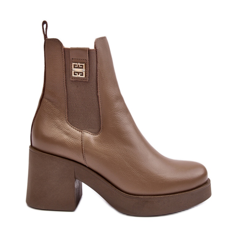 Cizme de dama din piele cu toc inalt Lemar Kodra maro