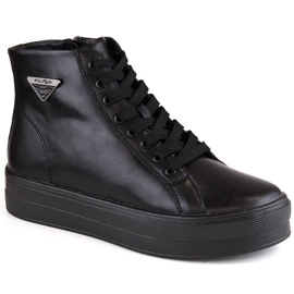 Botine din piele pe platforma, izolatoare Filippo W PAW471 creepers, negre negru