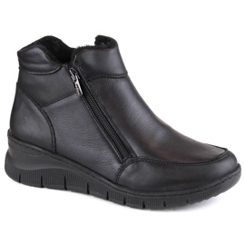 Cizme confortabile, izolate, din piele Helios W H594A, negre negru