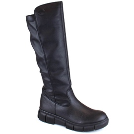 Cizme confortabile, izolate din piele Rieker W RKR623, negru