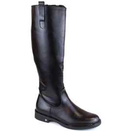 Cizme negre cu toc plat Potocki W WOL194 negru