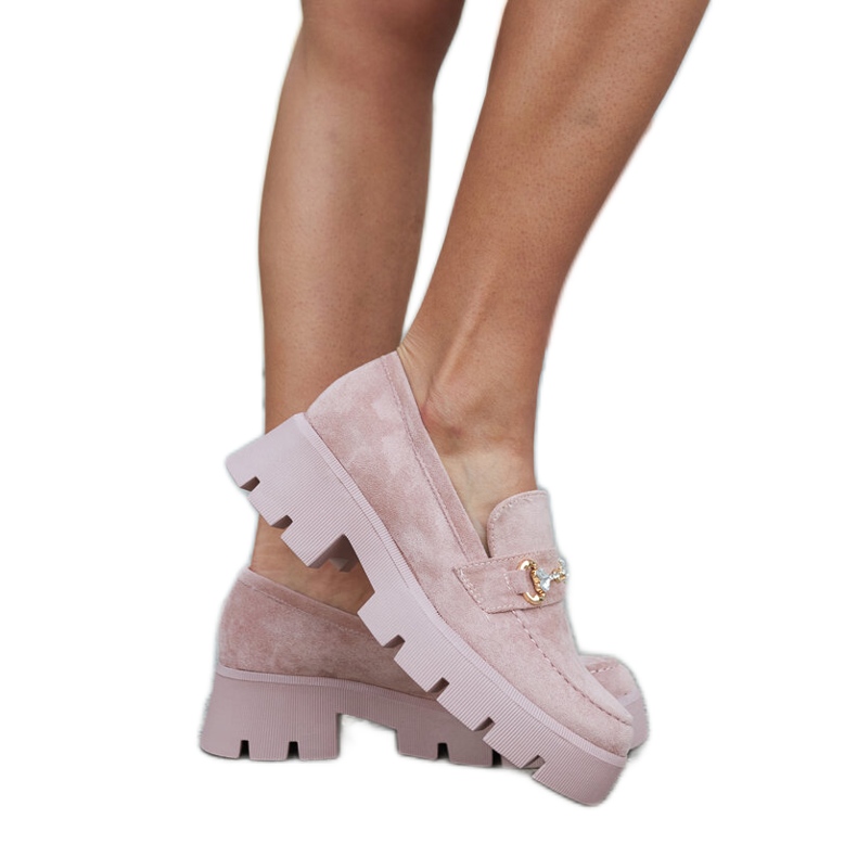 Mocasini roz cu cataramă și strasuri de la Gaiola Mocasini roz cu cataramă și strasuri de la Gaiola