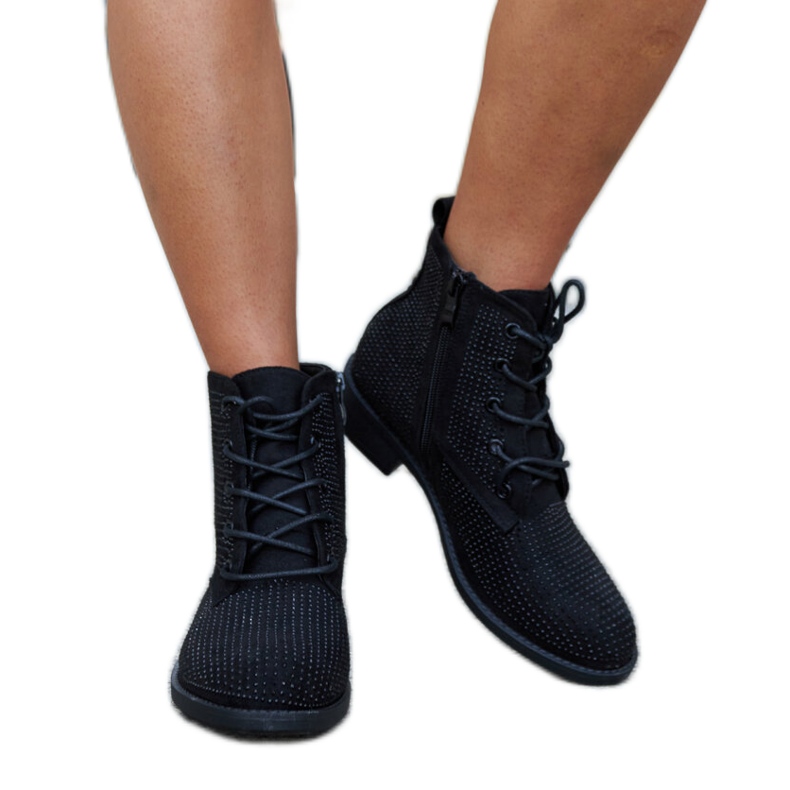 Botine negre decorate cu zirconii Melisurgo negru Botine negre decorate cu zirconii Melisurgo negru