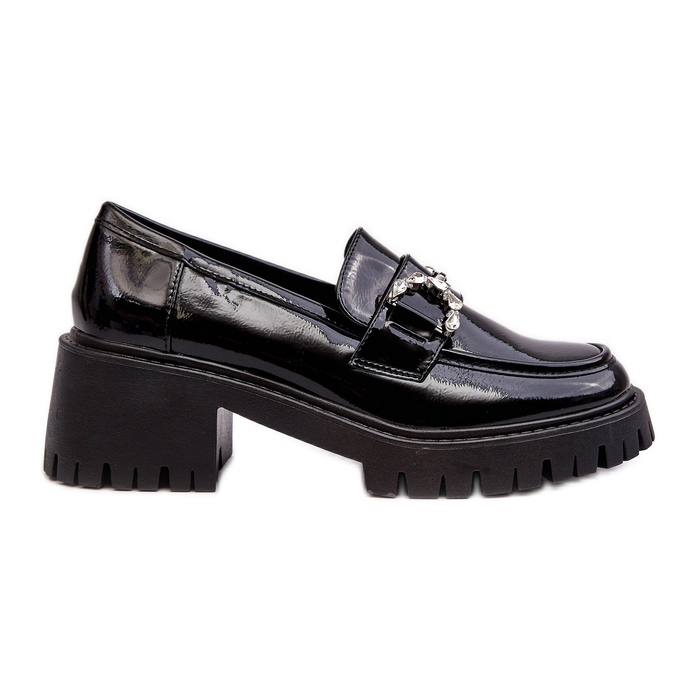 Pantofi de damă din piele lăcuită cu tocuri înalte masive, Lemmitty negru