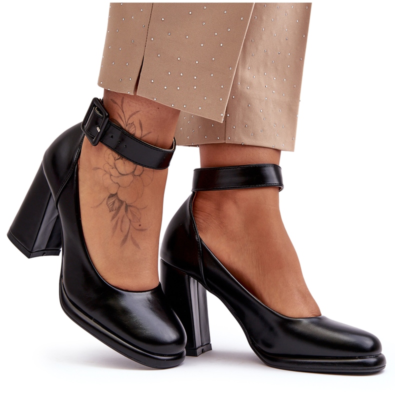 WS1 Pompi Negri Cu Toc Cu Catarama Idovana negru