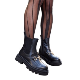 Botine negre cu protector Sailetto vizibil negru