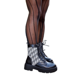 Botine negre cu inscripții decorative Cisneros negru Botine negre cu inscripții decorative Cisneros negru