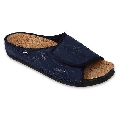 Papuci de damă Inblu cu inserție din plută 155D140, bleumarin, cu velcro albastru