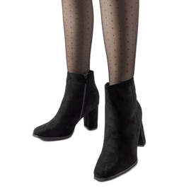 Botine negre Torricelli cu toc înalt negru