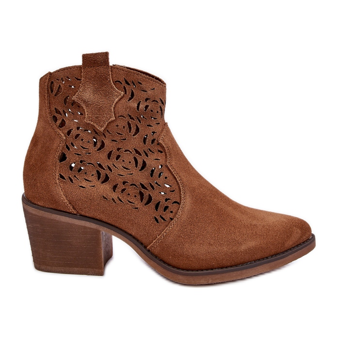 S.Barski Cizme de cowboy ajurate din piele intoarsa D&amp;A SN622-21 Camel maro