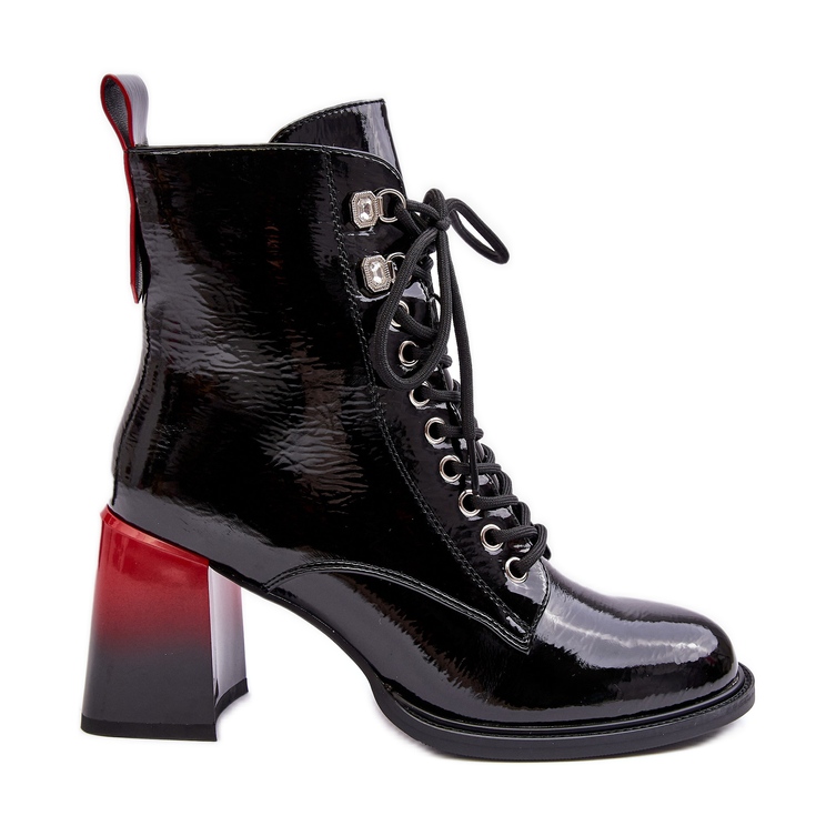 S.Barski Botine din Piele Lac D&amp;A MR870-06 Negru