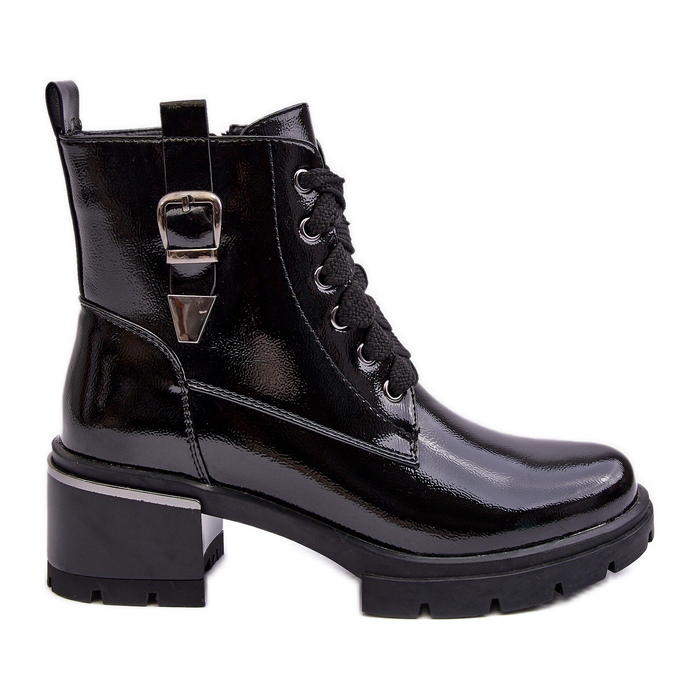S.Barski Cizme de damă din piele lăcuită D&amp;A MR870-97 Negru