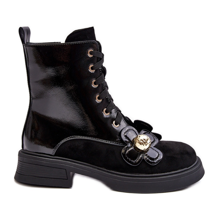 S.Barski Botine de damă la modă cu fermoar și decorațiuni D&amp;A MR870-76 Negru