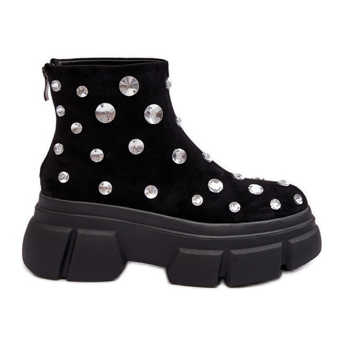 S.Barski Cizme Izolate Din piele intoarsa Cu Cristale D&amp;A MR870-83 Negru