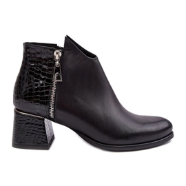 PA2 Botine de damă din piele cu toc mic Zazoo 4111 negru PA2 Botine de damă din piele cu toc mic Zazoo 4111 negru