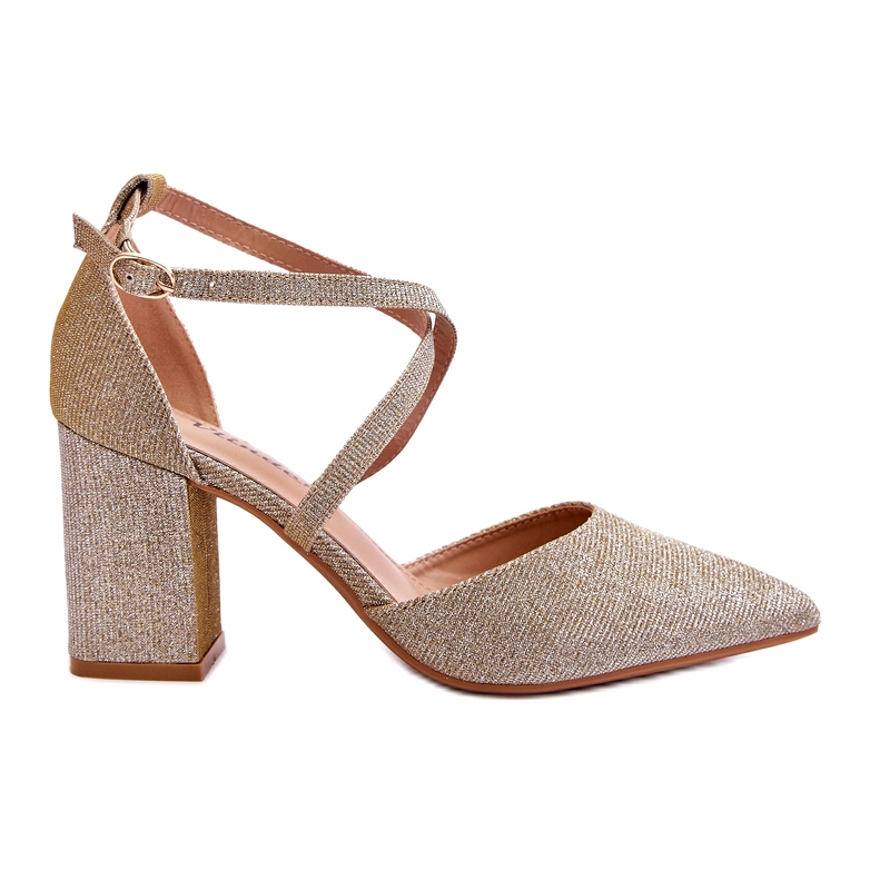 Pompe la modă cu toc înalt auriu strălucitor de aur