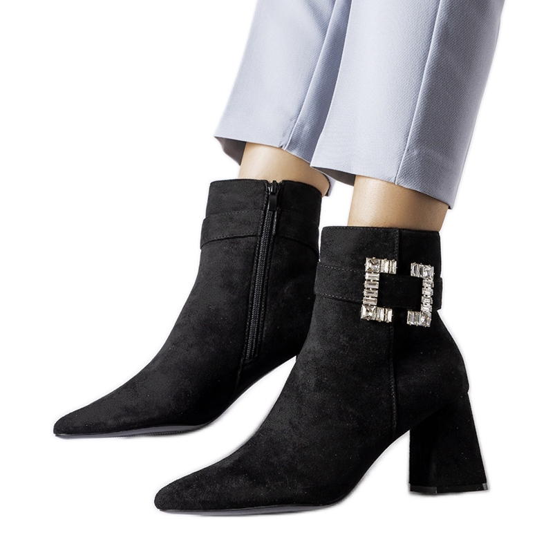 Botine negre cu strasuri Alfero negru