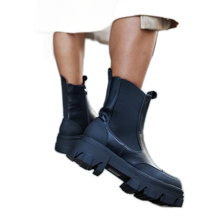 Botine negre cu benzi Moriano vizibile negru Botine negre cu benzi Moriano vizibile negru