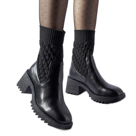 Botine negre cu șosete cu imprimare Buckley negru Botine negre cu șosete cu imprimare Buckley negru